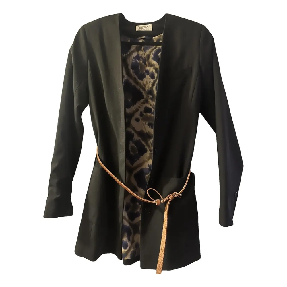 TOAST Black Wool Blend Belted Blazer 8 12UK